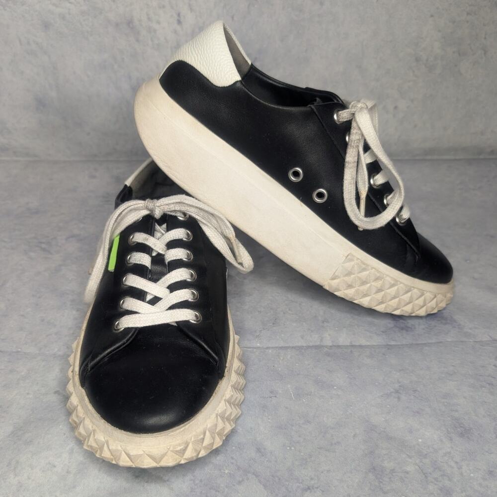 4CCCCEES Women's Billow Leather Platform Sneaker in Black/White, Size 38